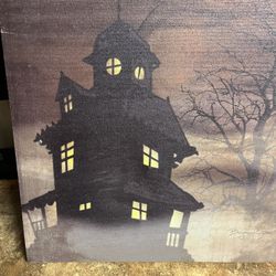 Canvas Haunted House Light Up 