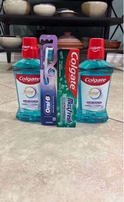 Colgate Total Mouthwash, Colgate Toothpaste, Oral B Toothbrush