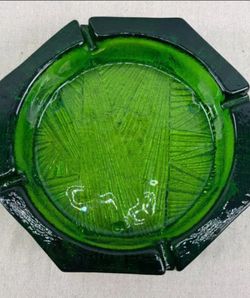 Vintage green ashtray .