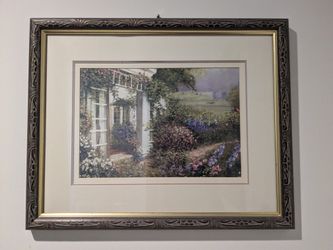 Print Wall Decor Matted Framed - Wood Frame Garden
