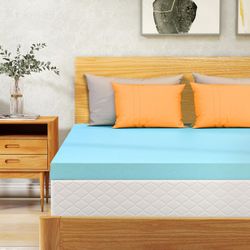 VALUXE California King Mattress Topper 2 Inch Cooling Gel Memory Foam, Blue