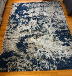 Thomasville Hudson Lush Shag Area Rug (7'10" x 10') – Blue, White, Gray