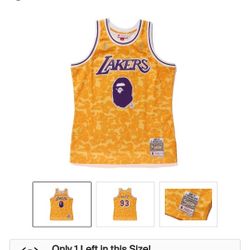NBA BAPE X MITCHELL & NESS LAKERS SWINGMAN JERSEY SZ XL