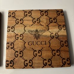 Set Of (4) Acacia Wood Coasters