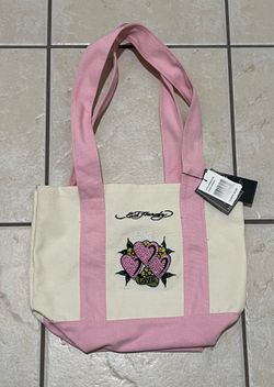 Ed Hardy Tan & pink tote with rhinestones