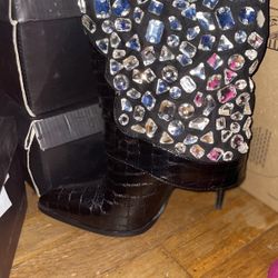 Azalea Wang Jeweled Foldover Boot