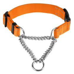 Nylon Dog Collar Reflective Martingale Collars Side Release Buckle Chain Pet Choke Dog Collar Size M