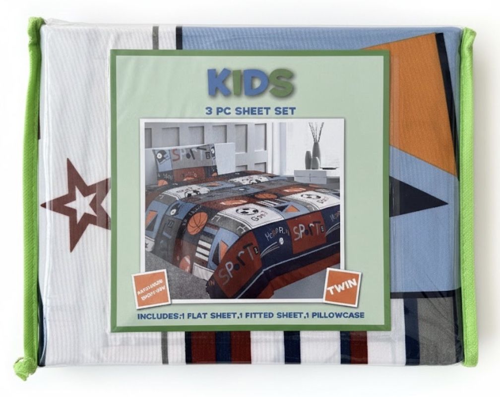 Kids 3-Piece Twin Sheet Set – SPORT – Soft Bedding Sheets