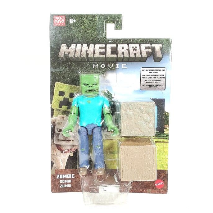 NEW 2025 A Minecraft Movie ZOMBIE 4" Figure Cobblestone & Oak Wood