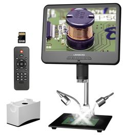 LM210 10.1'' LCD Coin Digital Microscope Full View for Error Coins, Soldering Microscope Camera for Electronics Repair, 260X Adults Coin Magnifier wit
