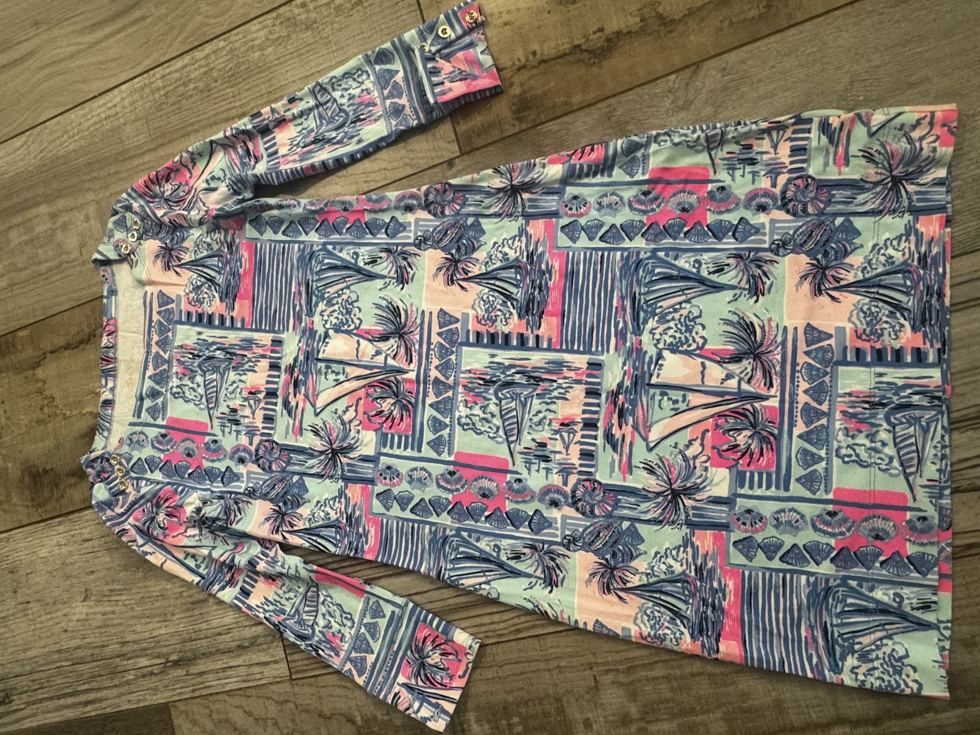 Like new Lilly Pulitzer long sleeve shift Coastal Print dress in size XXS