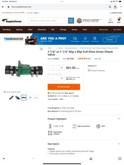1-1/2" or 1-1/4" Slip x Slip Full-Flow Union Check Valve