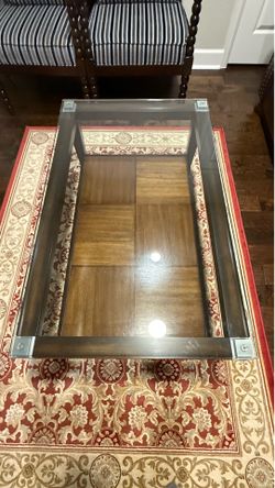 Modern Glass Top Coffee Table + Matching End Table Set