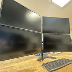 4 Computer Monitors + Stand