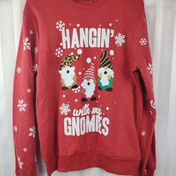 Men's Size Small Hanging With My Gnomes Red Ugly Christmas Sweater 