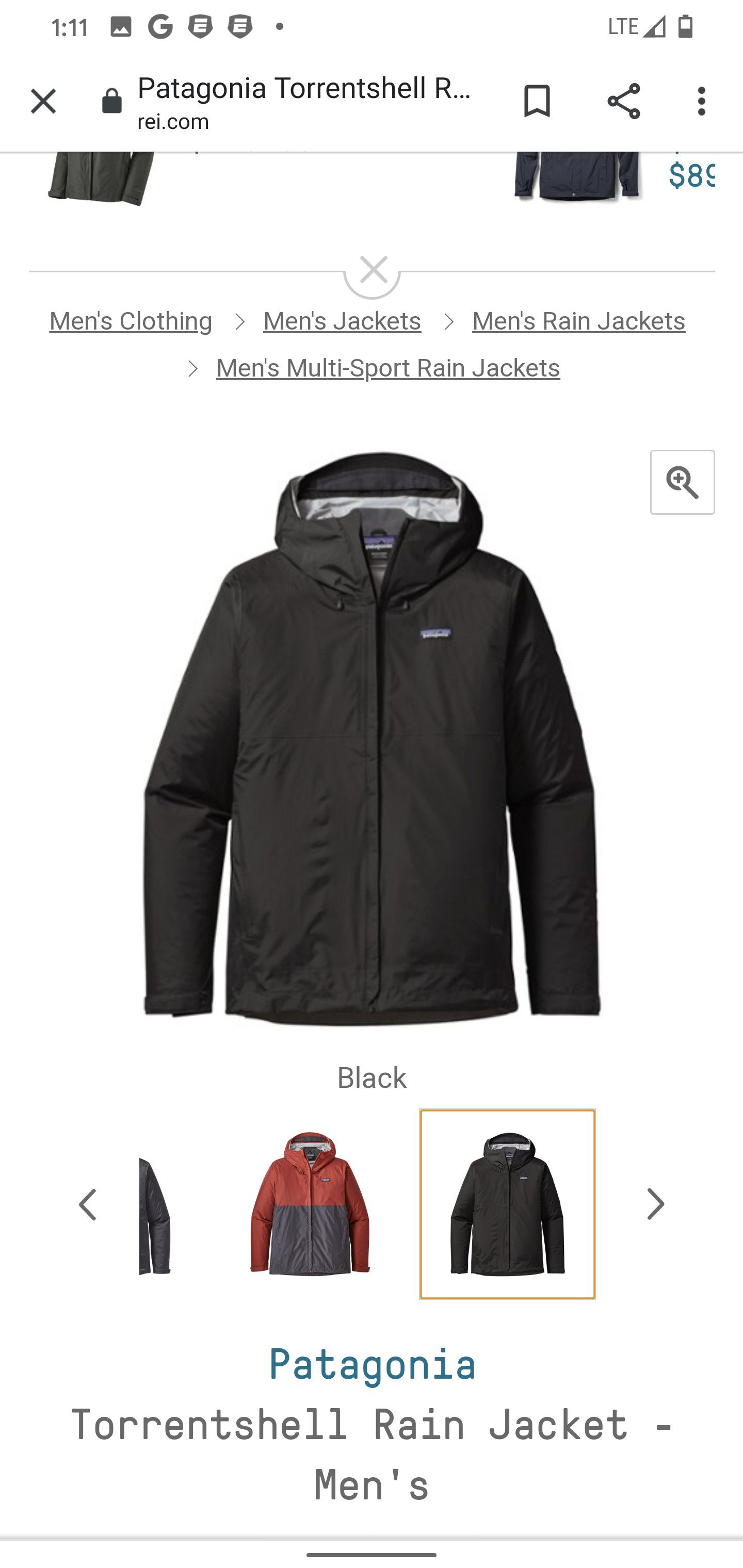 Patagonia Torrent shell jacket Black