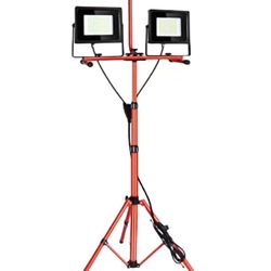 Adjustable Work Lights on Stand, 10000 Lumen Waterproof LED Work Light Tripod with Individual Dimmable, 5000K Color Temperature Telescoping Stand for 