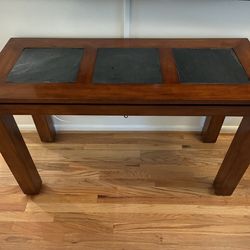 Beautiful Wooden Table w/ Slate Stone