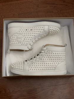 Authentic Christian Louboutin Louis Spike White Men Sneaker US 8.5 EU 42
