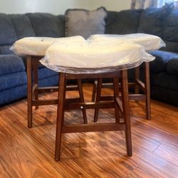 Set Of 3 New Wood Stools/ Banquitos 