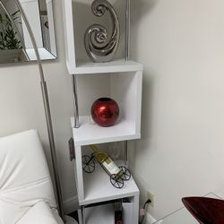 White and chrome bookcase