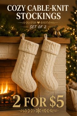 Cable-Knit Christmas Stockings Set of 2