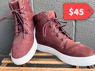 Timberland WOMEN'S LONDYN 6-INCH SNEAKER BOOTS Style A1S4Q605 Size: 6 Medium Color: Burgundy Nubuck