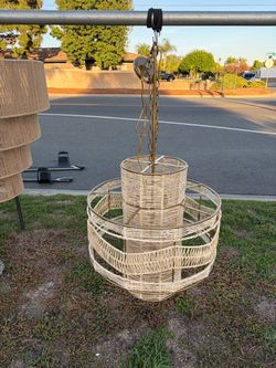 Wicker Rattan Tiered Pendant Chandelier
