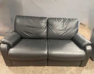 Black recliner Leather Loveseat Sofa