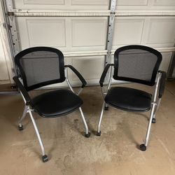 Office chairs With Wheels And Foldable Seats (pair)