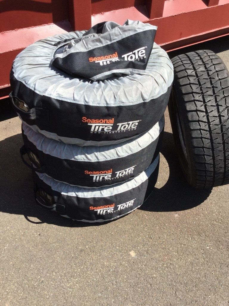 SNOW TIRES!!! 4 Bridgestone Blizzak Studless Snow Tires (225/60R16) each with Seasonal Tote Cover