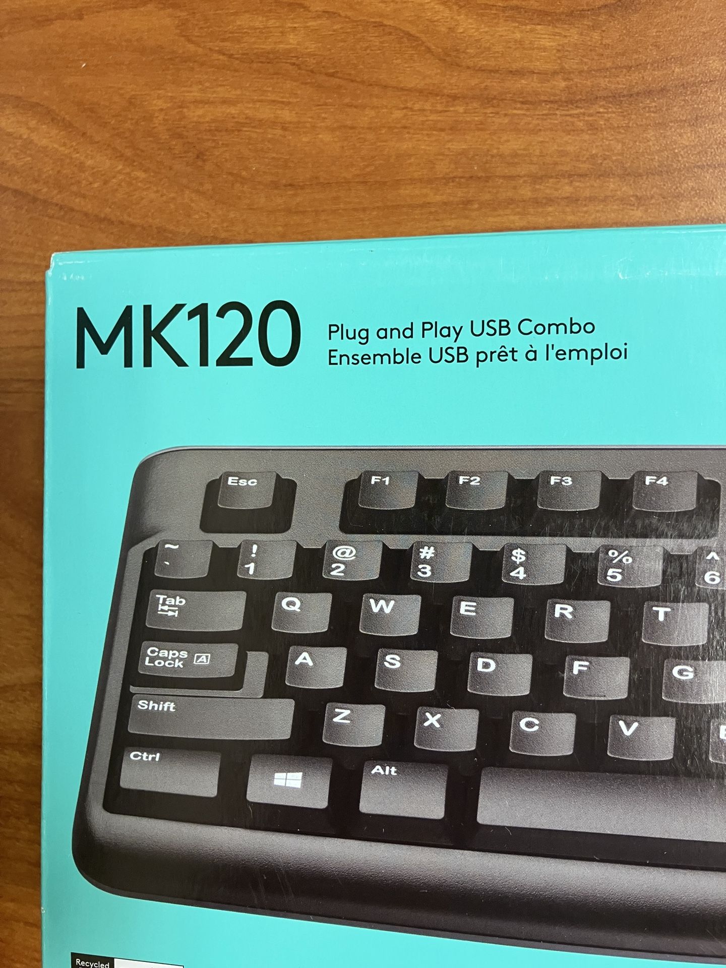 Logitech MK120 Wired Keyboard and Mouse Combo for Windows, Optical Wired Mouse, Full-Size, USB, Compatible with PC, Laptop - Black