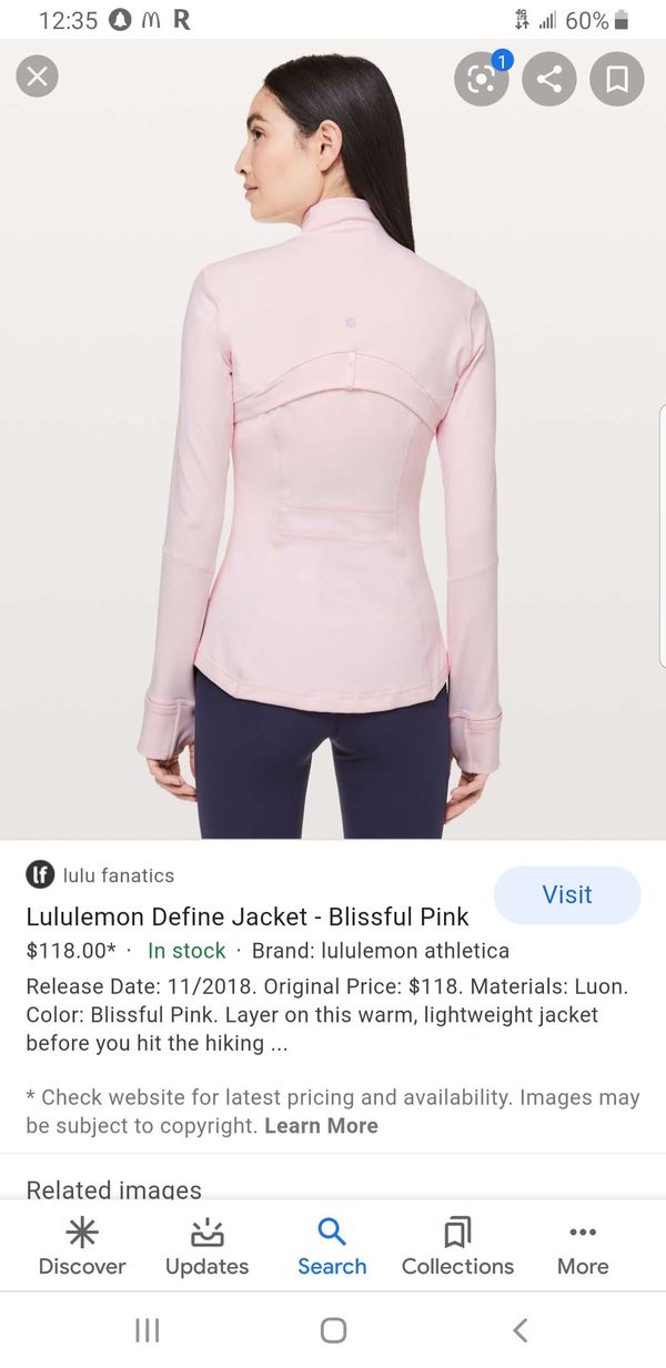 Lululemon Define Jacket - Blissful Pink - lulu fanatics