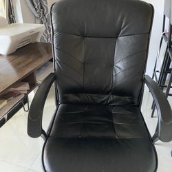 Desk(brown& Black) & chair (black Leather)