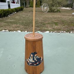 Vintage Wooden Handpainted Butter Churn