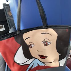 Snow white tote bag purse