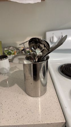 Stainless Steel Utensil Holder with Utensils