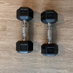 (2) NEW CAP 10 LB Pound Dumbbells Pair Rubber Coated Hex Weights 20LB Total