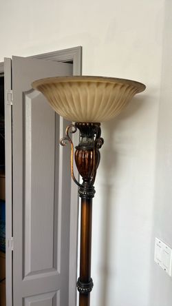 Kirkland Torchiere Floor Lamp with Glass Shade