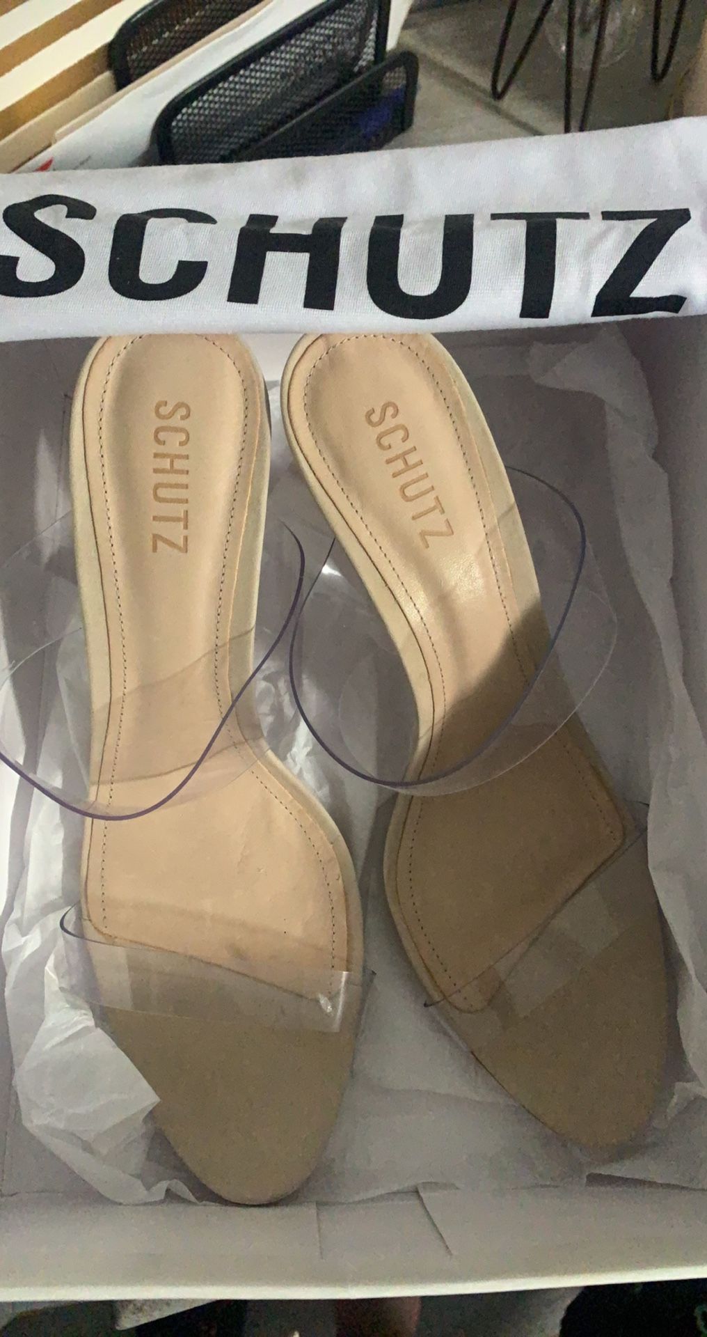 Shultz Clear Strap Heels Arielle nude NEW