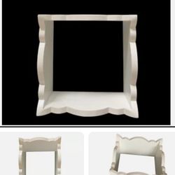 2 White Square Cubicle Wall Shelves 8 x 3.75