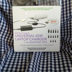 ReTrak 65W Universal AC Laptop Charger, ReTrak Laptop Charger with 13 Adapter Tips, Retractable Universale Laptop Power Adapter Charger, Ultrabook/Not