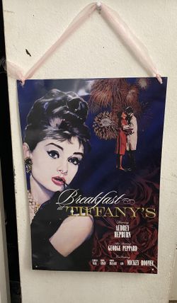 Vintage Breakfast at Tiffany’s Metal Movie Display Breakfast at Tiffany’s Metal Sign, Reproduction Movie Tin Sign, Audrey Hepburn Movie Ad, Break at  
