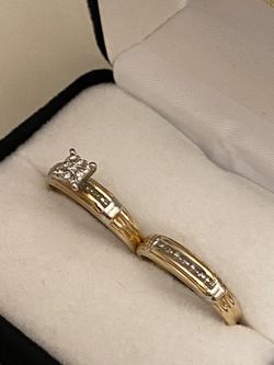 2-pc Ladies 10k Yellow Gold Diamond Wedding Set