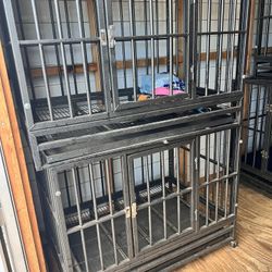 Heavy Duty Pet Dog Cage Strong Metal Crate Kennel Playpen w/Lockable 4 Wheels&Tray（36", Gray