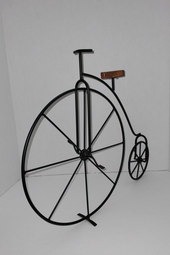 Vintage High Wheel Bike Metal Sculpture