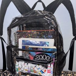 School Bag W Painting Supplies