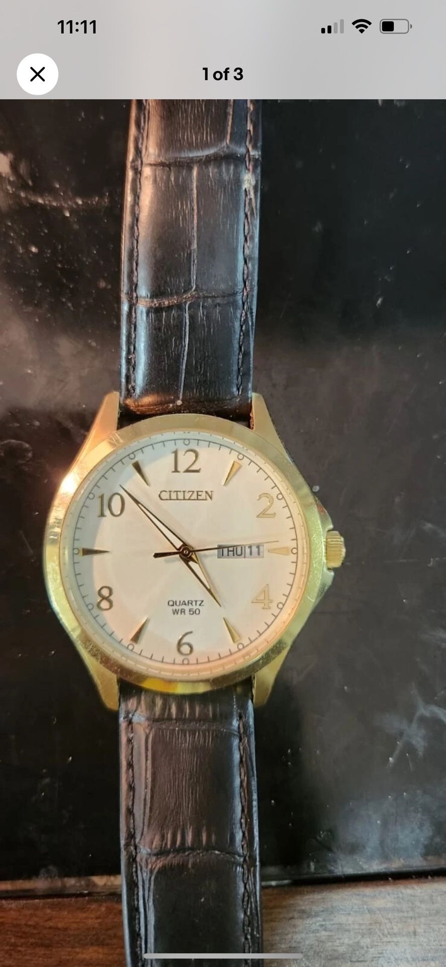 🌑🌕⚪️Prestigious WR 50 Gold Citizen Men’s Watch Crocodile Leather Band⚪️🌕🌑