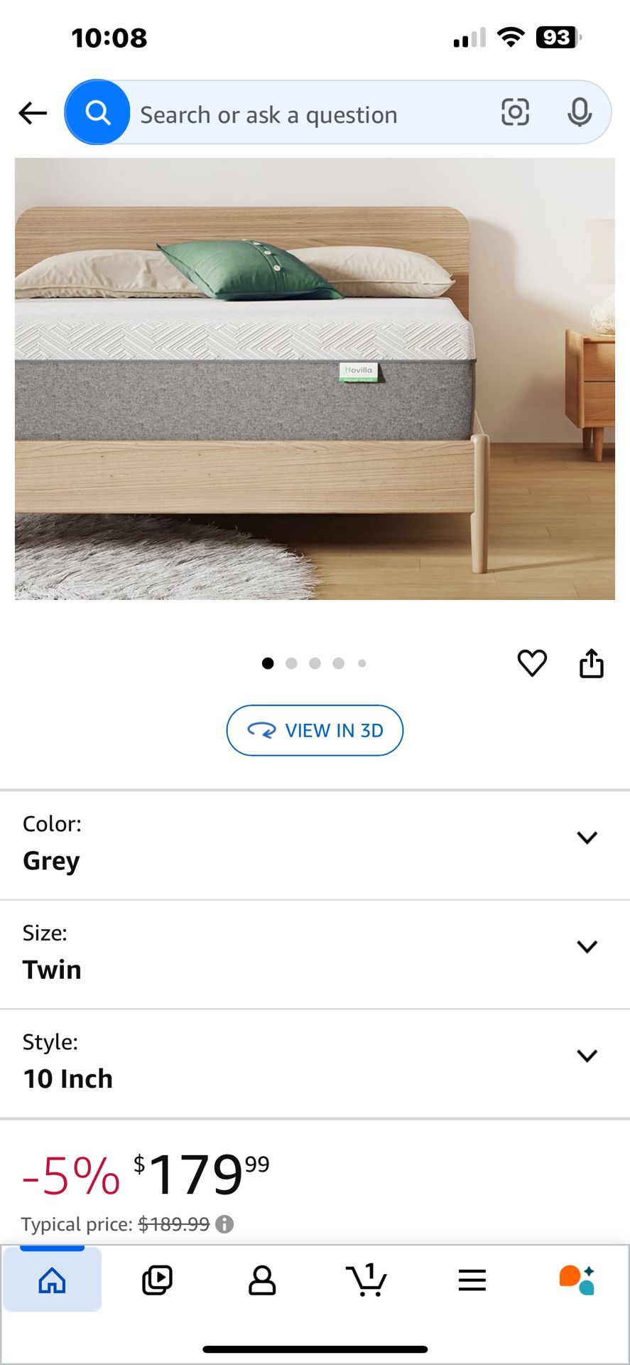 Novilla Bliss Memory Foam Twin Mattresses and Frames