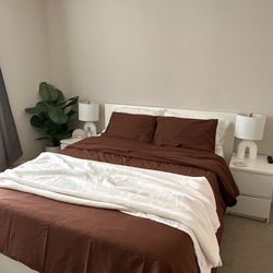 WHITE MALM IKEA AND NIGHT STAND SET 